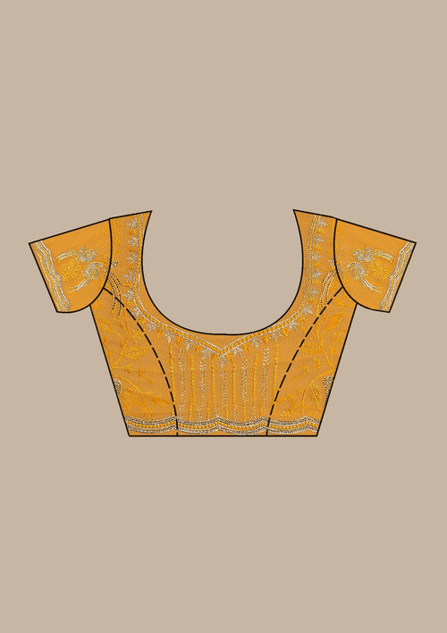 Mustard Stonework Chiffon Saree