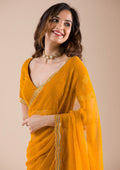 Mustard Stonework Chiffon Saree